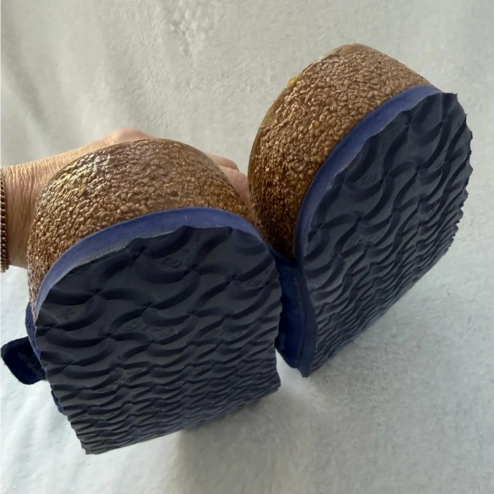 Birkenstock Kyoto Nubuck Leather Desert Buck Indigo Blue Sandals Size 45 US 12